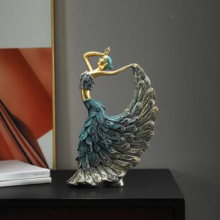 高端饰孔品雀档次新中上式酒柜郎工艺品简约客厅摆件大女10261207