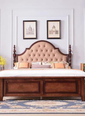 美实木床.黑色18M床NXY双人床现代简约复古法式大床式轻奢主卧婚