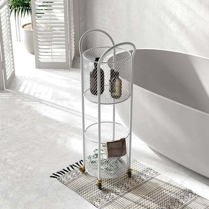 轻奢浴置室收纳篮ZY1688-R卫生间带轮间物架所双层厕收纳架洗手移