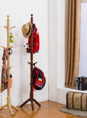 ST木606落地质挂衣架韩式简地易木制落置物架-实木QDZ衣帽架