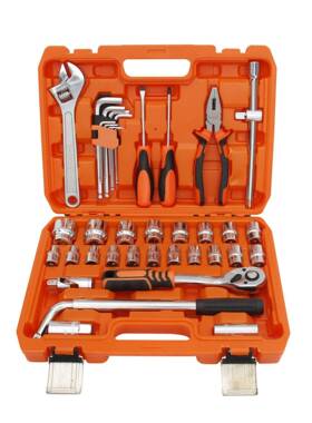 套汽车套筒快速棘轮扳工具装汽修车小飞板手74245手修42件套工具