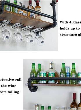 工业壁挂式架金属架悬架挂式酒jiu-1架浮动酒吧架瓶储酒物木架壁