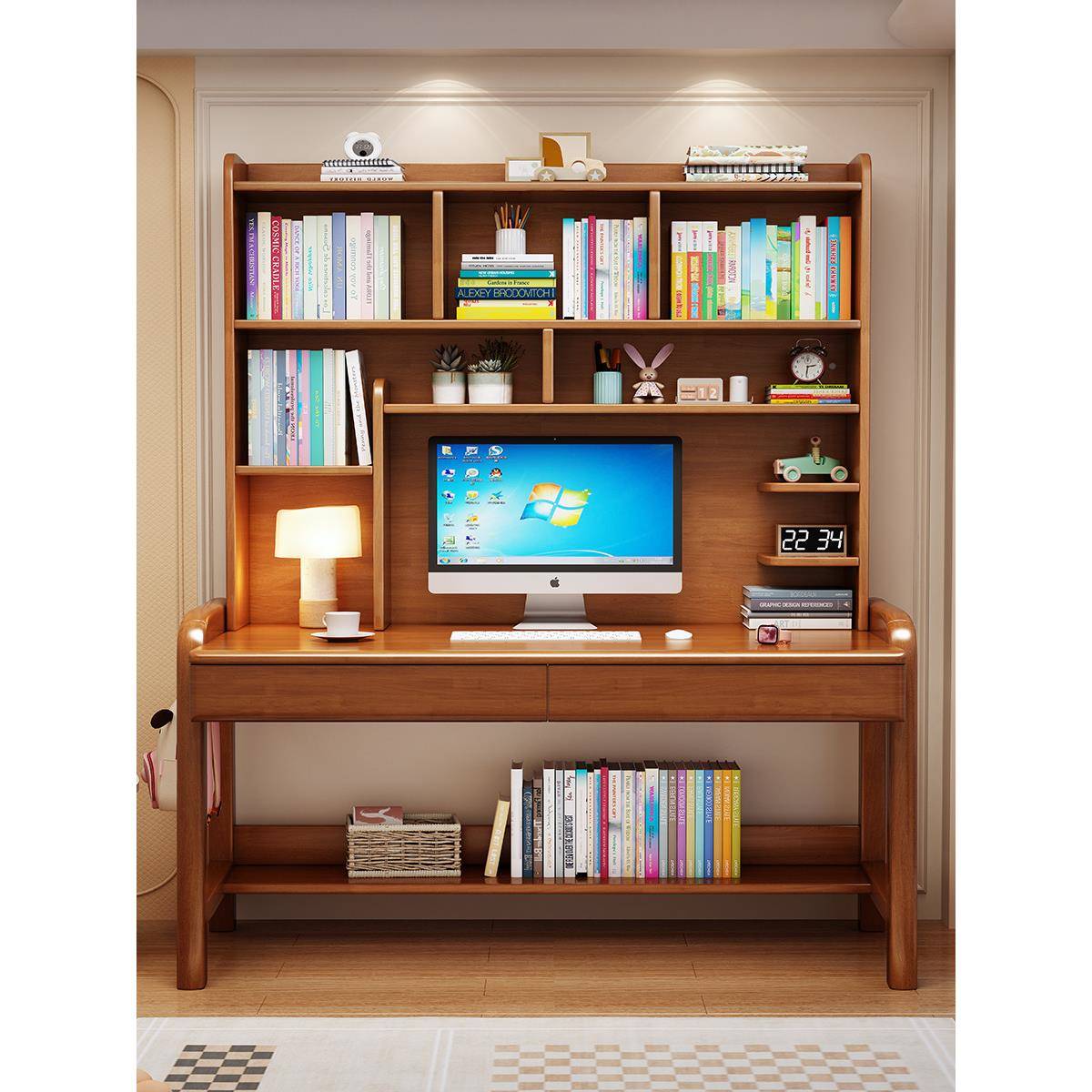 W*木书桌书架体可升降学一生电脑桌家用LS511#成人写字实学台卧室