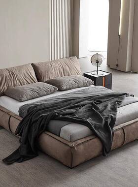 Baxtr大象耳朵意式极简羽绒e软床包科技布床主卧布艺床奶EWY油风