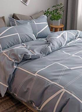 春夏四件套套床纯23813-2水洗棉学宿被舍被罩被子单人床单三件套