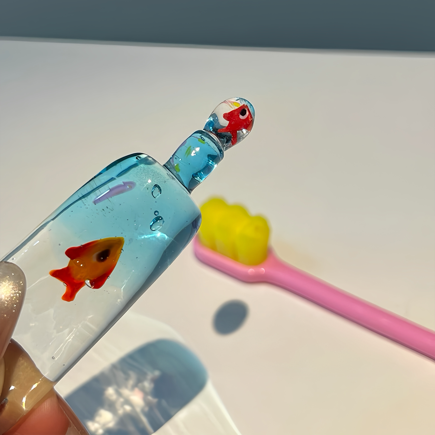 琉璃牙膏小鱼袋淄博真玻璃福袋纯手工桌面摆件礼品装饰创意可爱