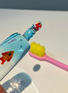 琉璃牙膏小鱼袋淄博真玻璃福袋纯手工桌面摆件礼品装饰创意可爱