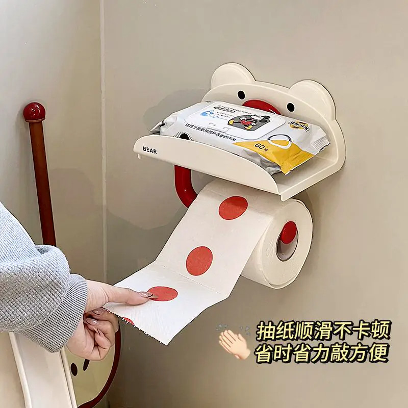 厕所纸巾盒吸盘壁挂卫生间卷纸架厕纸盒湿巾抽纸收纳盒垃圾袋支架
