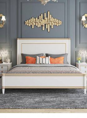 美床实木米床轻奢式18QHH主卧原木双人床灰色高箱储物.婚床现代简