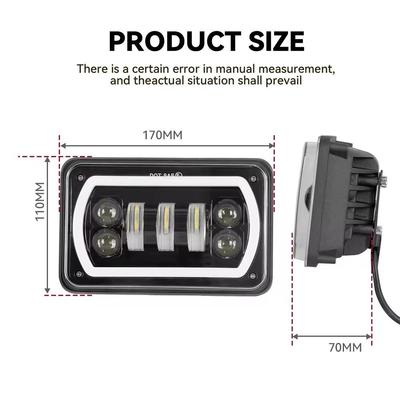 灯X64方形牧马大LED汽车改装前照灯远近光带转4X6方灯向天使人眼
