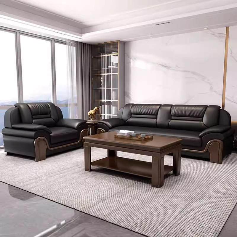 办公沙发办公三室简约发现代商务新中式新人位202479年款沙茶几组