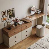 中风油实木化妆桌奶飘窗复古床9821古尾胡桃色妆台现代卧室简约斗