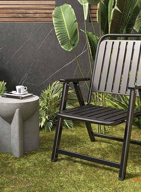 折叠椅户便携家HTI用防塑水防晒庭院休闲阳台料餐椅露背营椅靠椅