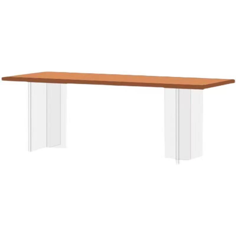 樱桃木餐桌亚克力悬1木浮长形书日桌简方约式原木实家用小户型