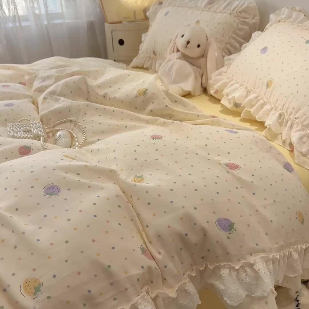 仙女款双YDML5层纱全棉.四件套风亲肤舒适纯棉被套床裙公主1m1.8