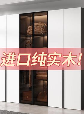 全纯实木大衣柜家用卧室现代小简简易约户型轻78432奢出租房用极