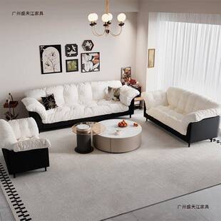 型复古布艺沙发客款厅新双人直AL排小户卧室租房懒人现出代简沙发