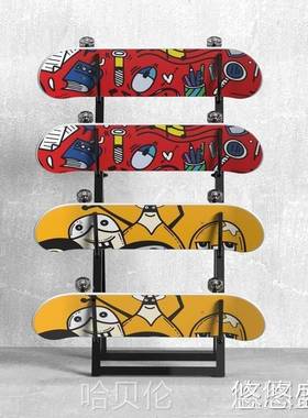 双翘滑收纳架滑板雪板落摆地放NDT架陆地冲浪板承重挂放架多层展