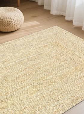 然无胶黄麻地毯客厅沙织发茶手天工JSM-WM-1编亚麻地垫几卧室全铺