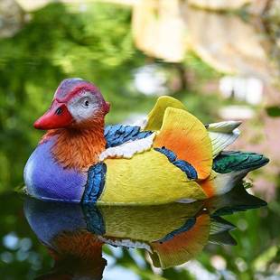 别花园庭院摆件仿真浮水湖鸳PSK鸯鸭子园林鱼装池墅水塘面假山造