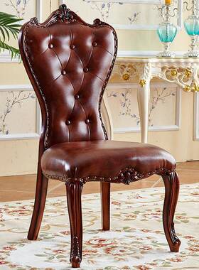 欧式美餐椅实木高简约背式做旧高靠舒适椅复zhimo-06古雕端花酒店
