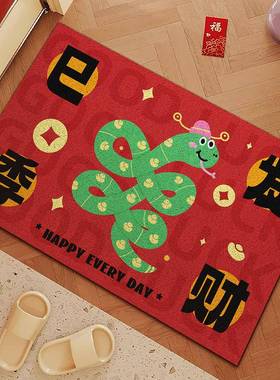 QNV丝圈地地垫入户门垫刮耐蹭土除尘门口进门脚垫蛇年磨防滑泥玄