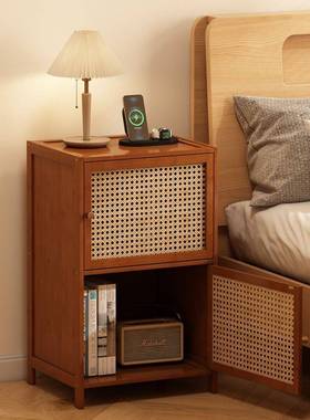 KLO楠竹床头家用物床边收纳柜卧子现柜代储柜室置物架边几床几中