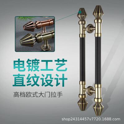 欧式仿铜玻璃门拉木手门古把有框不锈手钢门把手YUG别墅大门高档
