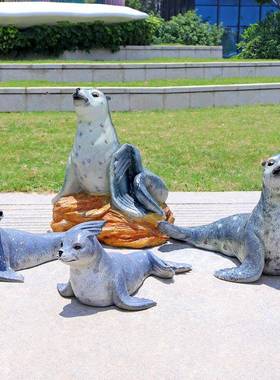 玻璃钢海NRT狮摆件海洋馆物动海池豹户外公景园观水装饰户外景观