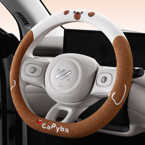 棉麻透气汽车方向盘套防滑四季款