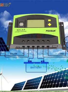FOXSUR Solar Charge Controller 40A PWM 12V 24V Auto LCD