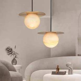 西班牙云石卧室床头灯客厅沙发边灯简约轻奢创意设计师餐厅小吊灯