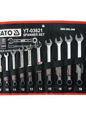易尔拓（YATO）YT-03621 梅开两用扳手套装梅花开口扳手组12件套