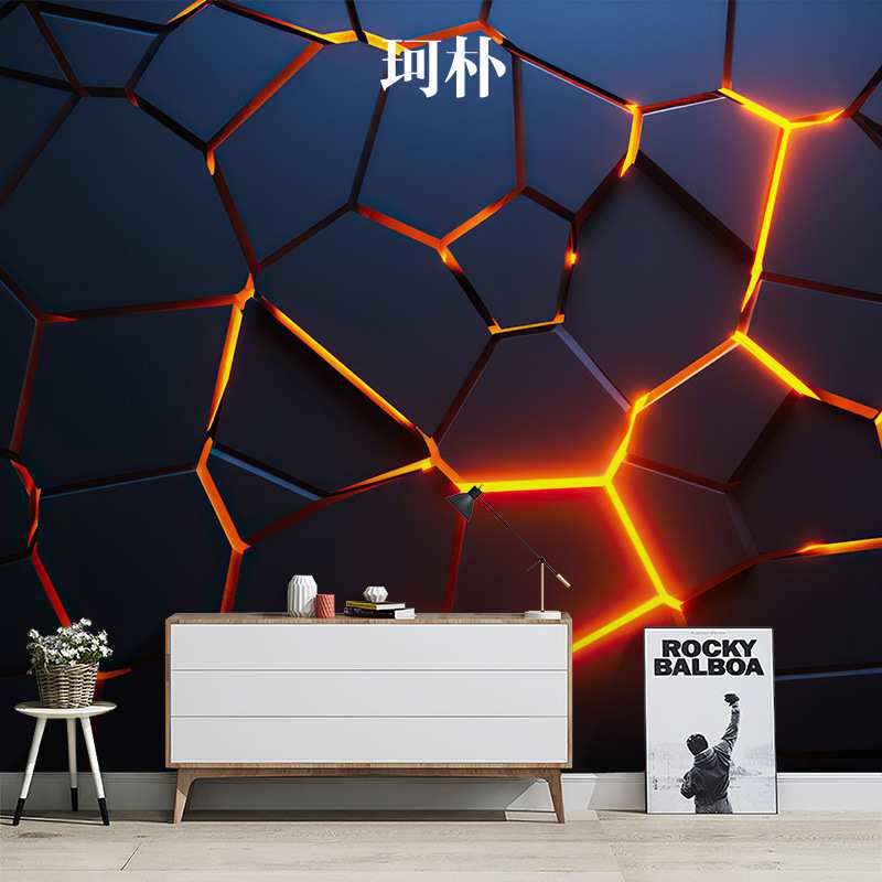 3d立体凹凸ktv前台科技感电视墙背景布装修壁纸轻奢壁画美式
