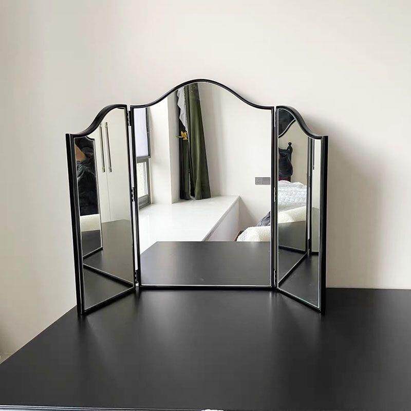 法式三折化妆镜卧室梳妆台镜子卫生间浴室镜洗漱台壁挂折叠三面镜