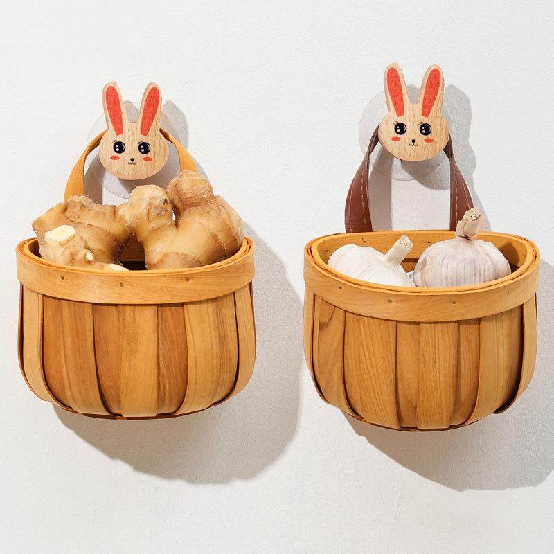 EU89异兴姜蒜收纳篮厨房放生姜大蒜小篮子手工编织壁挂式竹编迪鹏