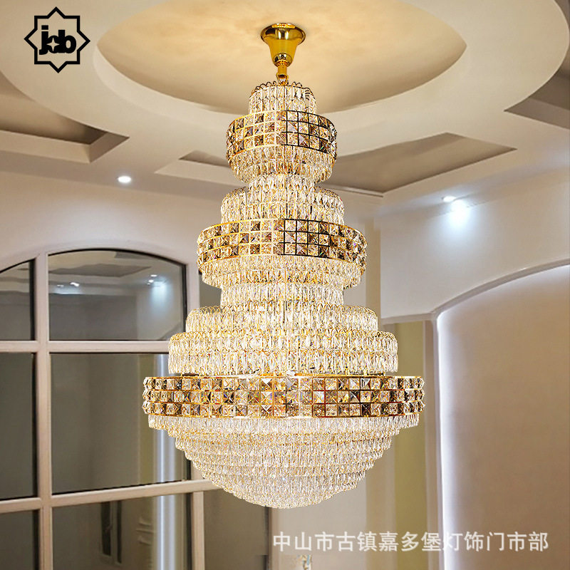 欧式复式楼客厅大吊灯水晶餐