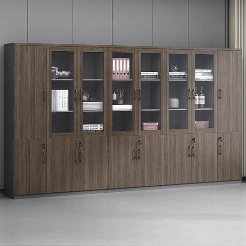 办公室文件柜档案柜木质书柜组合带锁储物高柜资料柜简约现代