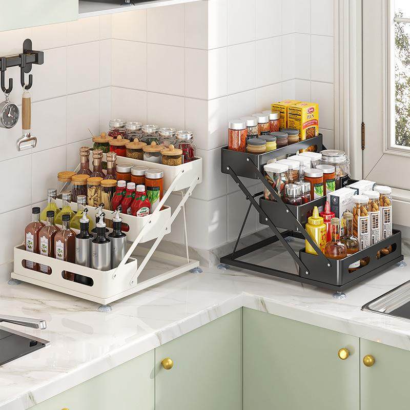免打孔厨房多层调料置物架家用可折叠橱柜香料架调味瓶台面收纳架,厨房/烹饪用具,调料置物架,淘宝优惠券,粉丝福利购,淘宝优惠卷