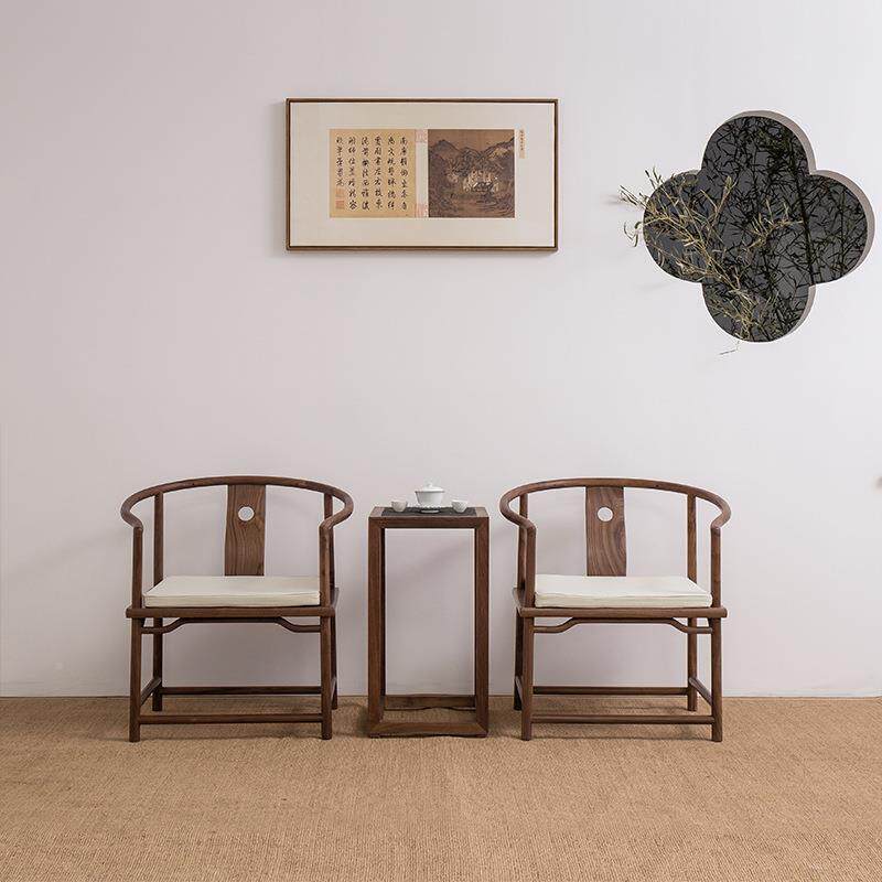 老木餐新中禅799椅茶椅榆泡茶椅子南宫椅实木椅圈椅太师椅官帽式