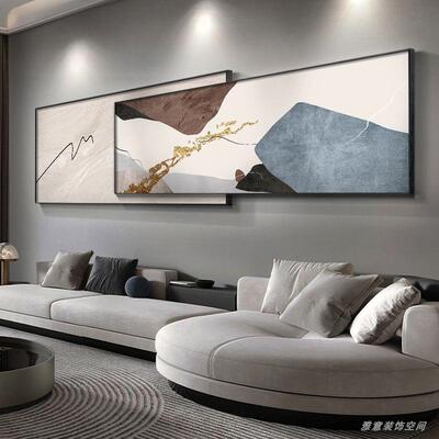 2025新款简约客厅装饰画叠加画沙发大芬油画村挂画大气轻奢墙壁画