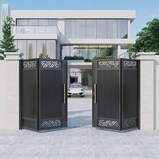 中式别墅户外庭院门折叠电动门围墙院子大门铝合金花园门农村铁门