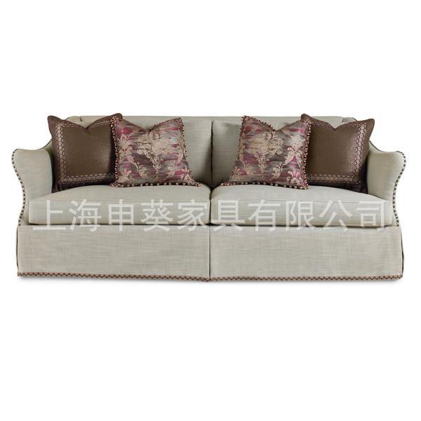 美式乡村棉麻布艺软包沙发组合