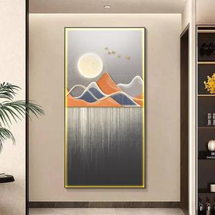 轻奢入户玄关装饰画新款走廊过道挂画现代简约抽象客厅正对门壁画