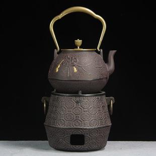 复古煮茶铁壶炉炭火炉铸外铁茶壶木风炭碳风炉火酒精炉户铸茶具铁