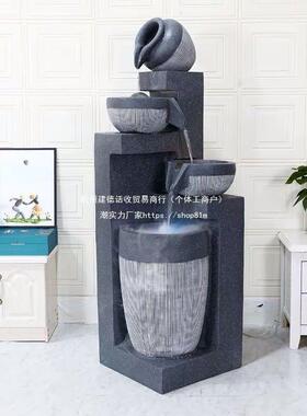 现代简约器流喷泉客厅玄EOF水关加湿电柜旁摆件办公室生财景观视