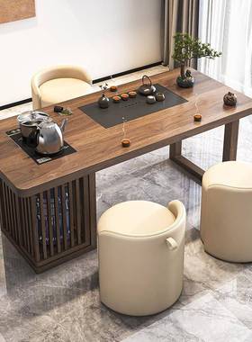 阳新款台茶椅组合家用小型实MHM桌木茶台现代功户夫泡茶桌烧水壶