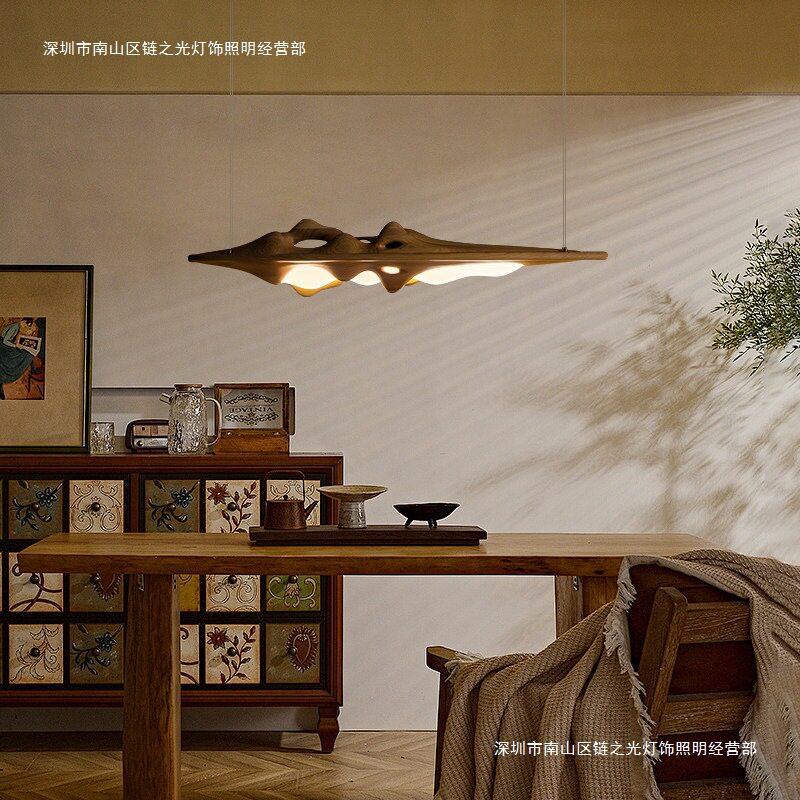设计师创意新中式中古智能吊灯原木客厅餐厅茶室