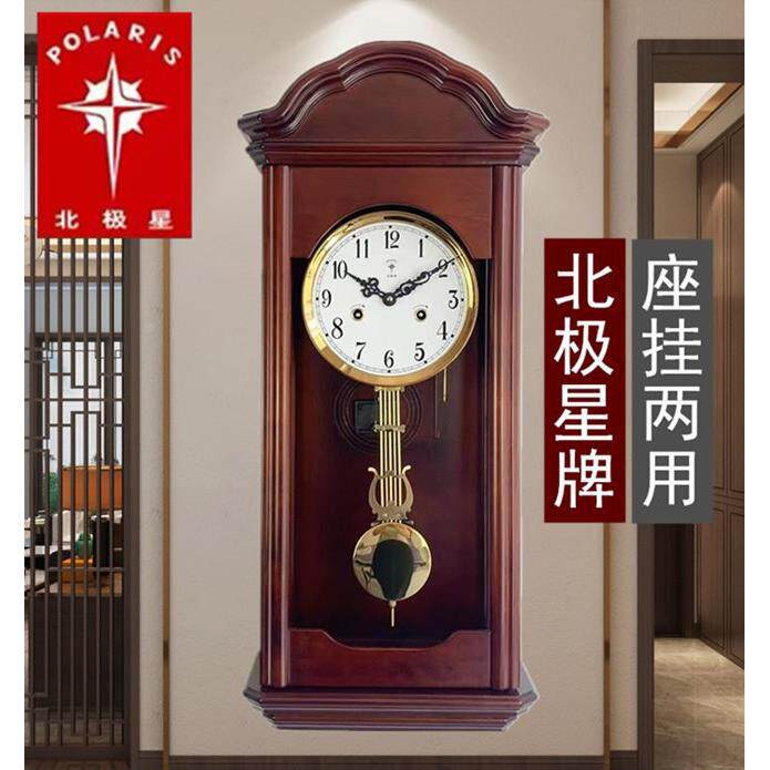 牌机芯其客厅报时老式上发条挂钟实手木械机座钟表风金属thlznu+y