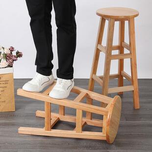 实木凳圆凳家bb556555子居柠厂檬茶工学生舞蹈餐饮吧台椅超子高凳